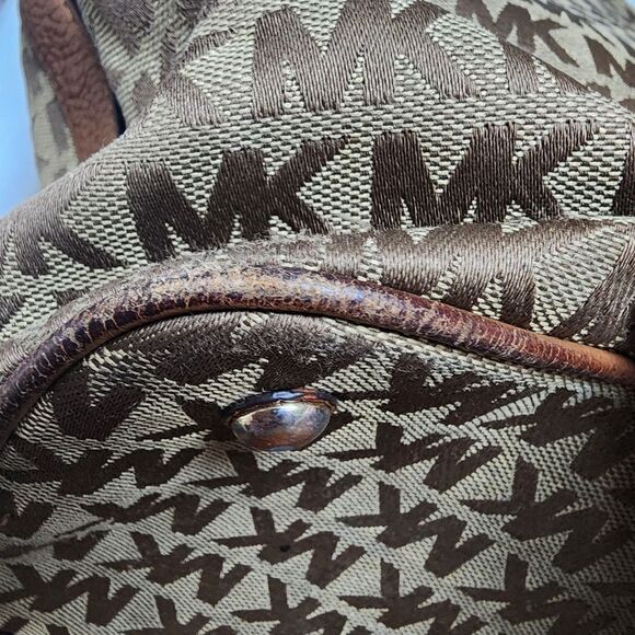 Michael Kors Tan & Brown Signature MK Tote Bag - Picture 10 of 15